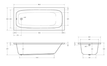 Акриловая ванна Cezares Eco 180x80 см, ECO-180-80-41-W37