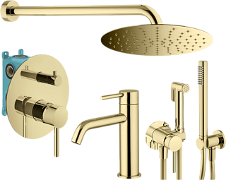 Комплект для ванной Plumberia Selection Ixo KITZXO18OR53 С ВНУТРЕННЕЙ ЧАСТЬЮ, золото 24к