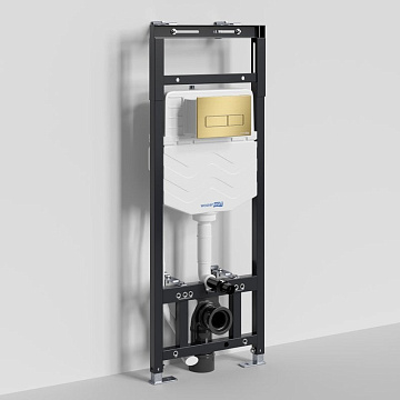 Система инсталляции для унитазов Wasserkraft Alme 15TLT.010.ME.MG03, с кнопкой смыва матовое золото
