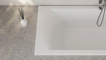 Ванна из искусственного камня Salini Cascata S-Sense 170x75 см, встраиваемая, матовая белая, на ножк
