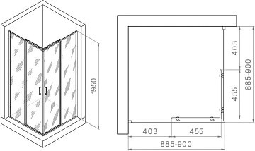 Душевой уголок RGW Passage PA-030 900x900x1950, профиль хром