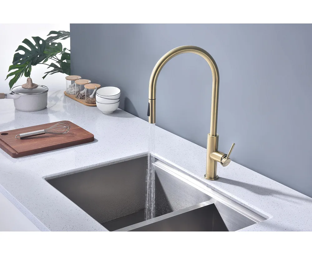 Смеситель для кухни Paulmark Senso Se215180-LG светлое золото Sancos — официальный сайт