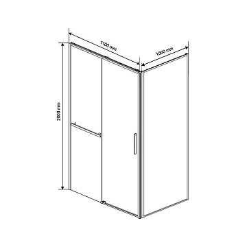 Душевой уголок Vincea Slim Soft VSR-1SS1011CLGM 110х100, профиль вороненая сталь, стекло прозрачное