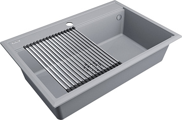 Мойка кухонная Paulmark Stepia + Step PM117551-GRS+R375-BS серый дым