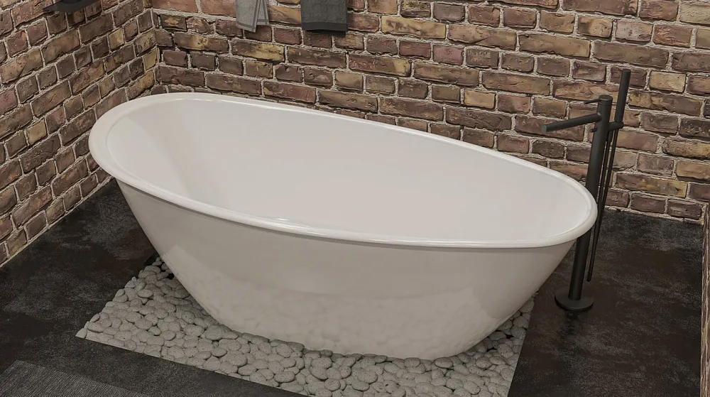 Ванна из искусственного камня WHITECROSS Spinel B 155x75 см, отдельностоящая, белая, овальная, с дон Sancos — официальный сайт