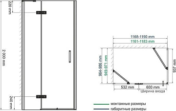 Душевой уголок Wasserkraft Aller Black 10H10LB 120x100 см