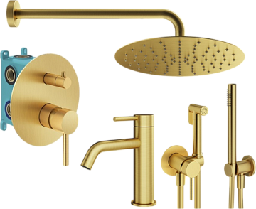 Комплект для ванной Plumberia Selection Ixo KITZXO18OB53 С ВНУТРЕННЕЙ ЧАСТЬЮ, брашированное золото