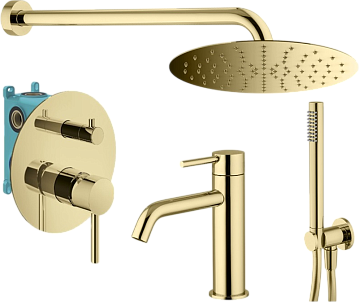 Комплект для ванной Plumberia Selection Ixo KITXO18OR53 С ВНУТРЕННЕЙ ЧАСТЬЮ, золото 24к