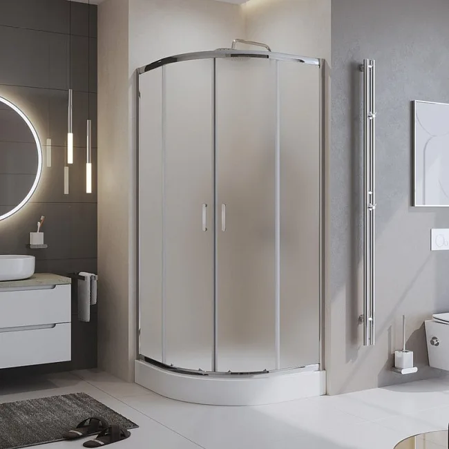 Душевой уголок BelBagno Uno -195 R 2 80 P Cr стекло текстурное Sancos — Оригинал
