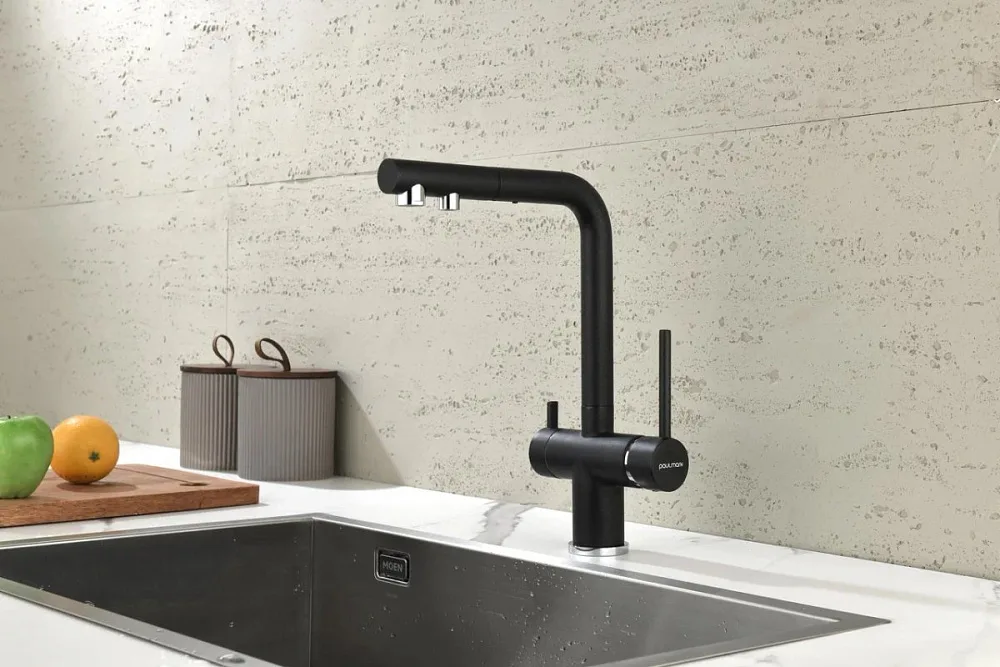 Смеситель для кухни Paulmark Serpentine Se213222-BLM черный Sancos — официальный сайт