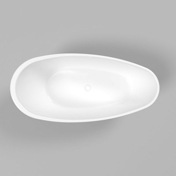 Ванна из искусственного камня WHITECROSS Spinel B 155x75 см, отдельностоящая, белая, овальная, с дон