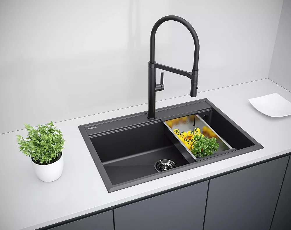 Коландер Paulmark Advance A375 для кухонной мойки, A375-GM вороненая сталь Sancos — официальный сайт
