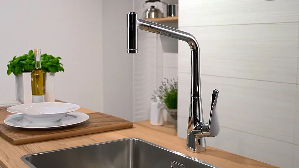 Смеситель для кухни Hansgrohe Metris 14820000 Sancos — официальный сайт