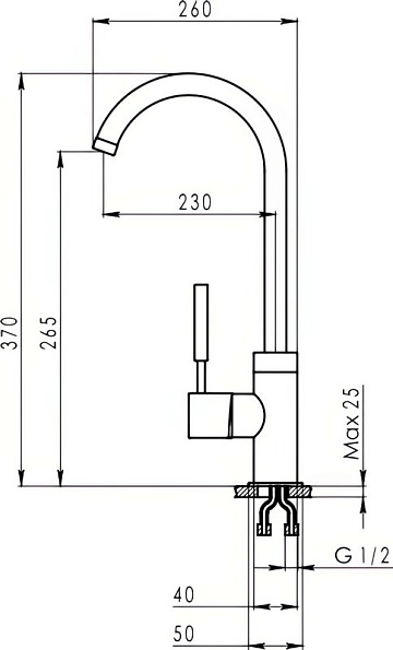 Смеситель для кухни Granula 2125, шварц