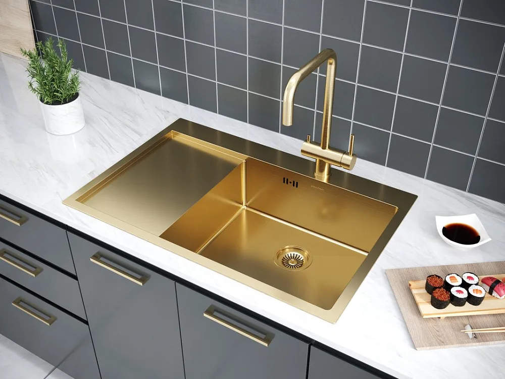 Мойка кухонная Paulmark Kroner PM217851-BGR брашированное золото R Sancos — официальный сайт