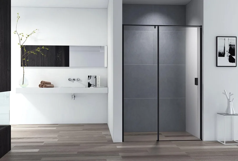 Душевая дверь в нишу Cezares Urban B 12 140 C Nero профиль черный, стекло прозрачное Sancos — официальный сайт