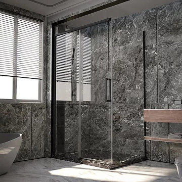 Душевой уголок Veconi Premium Trento PTC-SP-40B 120x80, профиль черный матовый, стекло прозрачное
