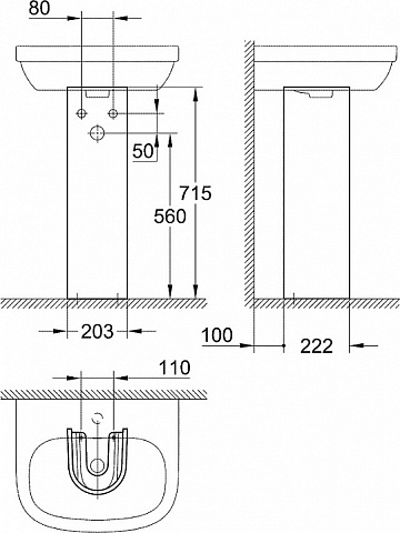 Пьедестал для раковины Grohe Euro Ceramic 39202000