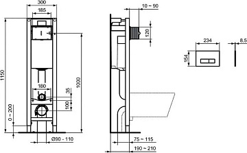 Система инсталляции для унитазов Ideal Standard Prosys Eco Frame M E2332AA, с кнопкой смыва