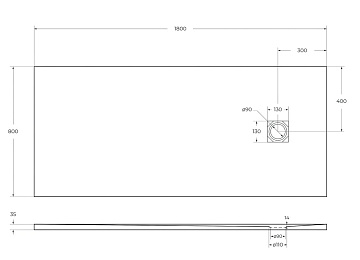 Поддон для душа BelBagno Uno TRAY-MR-UNO-AH-180/80-35-W-NO 180х80, белый, с сифоном