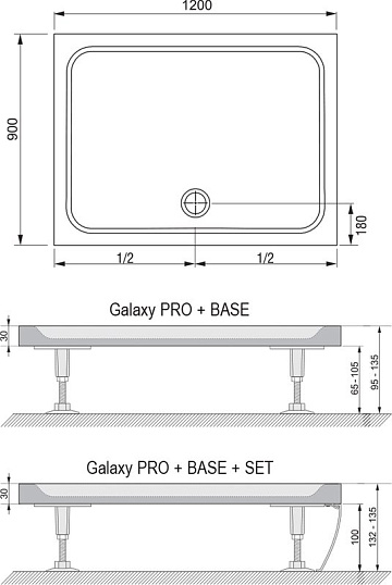 Поддон для душа Ravak Galaxy Pro Chrome Gigant Pro 120х90