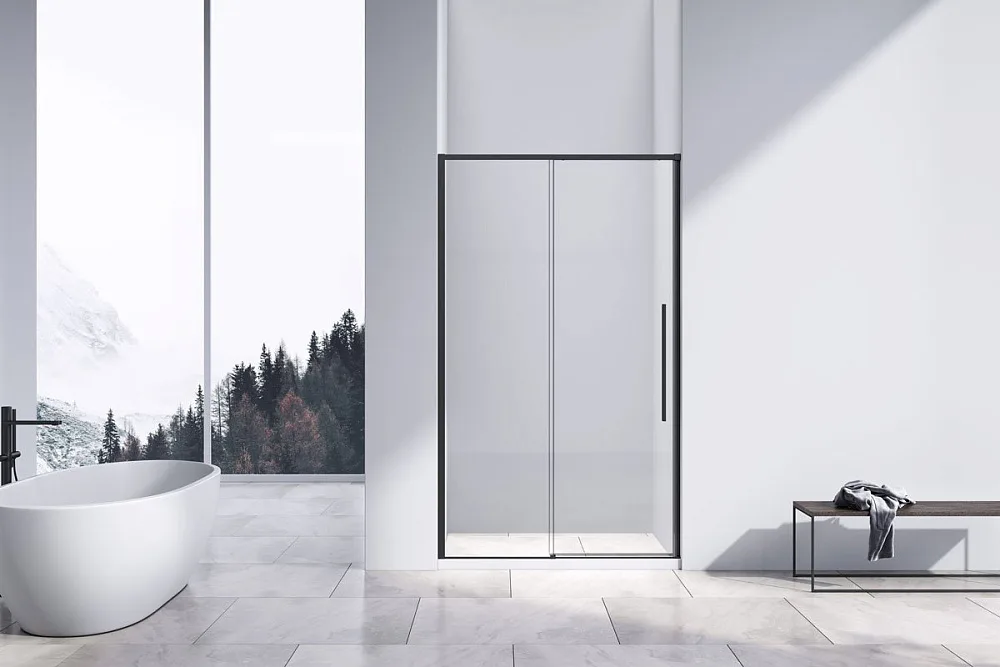 Душевая дверь в нишу Vincea Slim-N VDS-4SN120CLB 120 см, профиль черный Sancos — официальный сайт