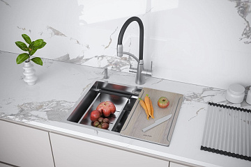 Мойка кухонная Paulmark Next-Multi Sink 58 UNI PM785845-BS брашированная нержавеющая сталь
