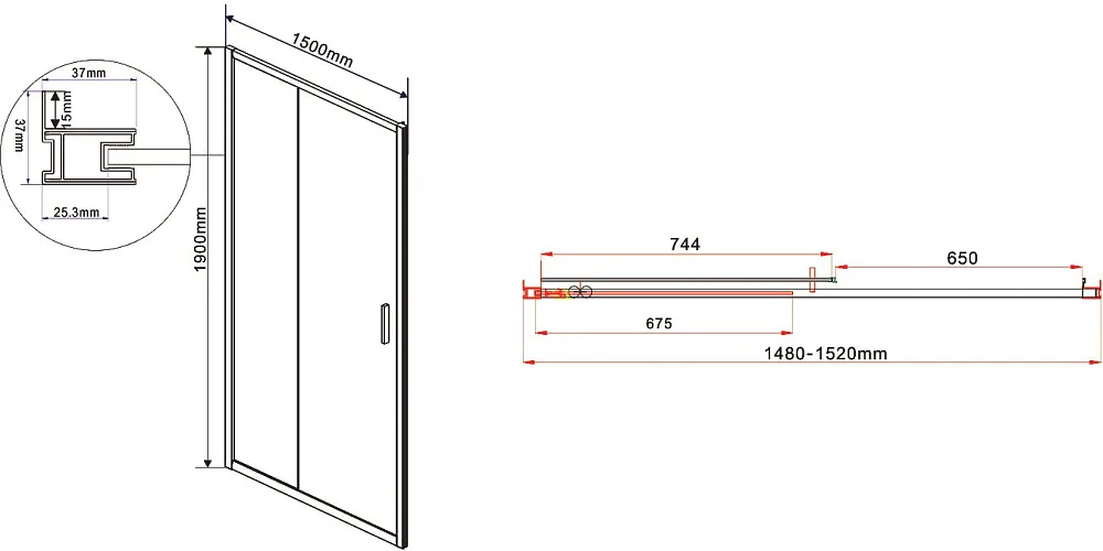 Душевой уголок Vincea Garda VSR-1G9015CLB 150x90 см, профиль черный, стекло прозрачное Sancos — официальный сайт