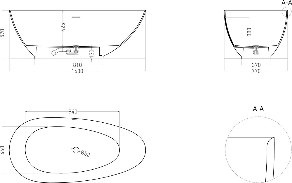 Ванна из искусственного камня Salini Paola S-Sense 160x75 см, отдельностоящая, белая, овальная, со с Sancos — официальный сайт