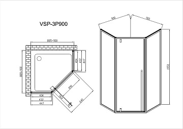 Душевой уголок Vincea Penta VSP-3P900CLGM 90х90, профиль вороненая сталь, стекло прозрачное