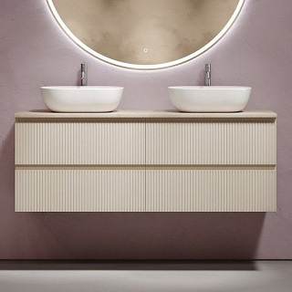 Тумба с раковиной Sancos Snob T 140 beige soft, столешница бежевая TT140A2X, раковина CN6009