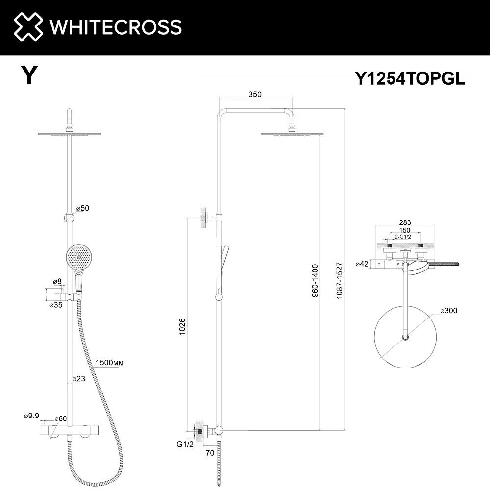Душевая стойка WHITECROSS Y Y1254TOPGL, золото Sancos — официальный сайт