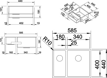 Мойка кухонная Blanco Claron 340/180-U R