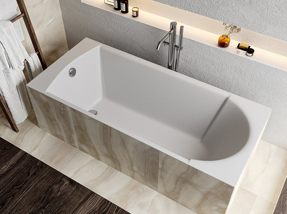 Ванна из искусственного камня Marmo Bagno Глория 150x70 см, пристенная, белая, на ножках
