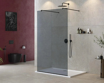 Душевая перегородка Cezares Liberta -L-2-120-120-GR-NERO профиль черный, стекло серое