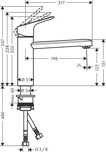 Смеситель для кухни Hansgrohe Focus M43 71816000 хром