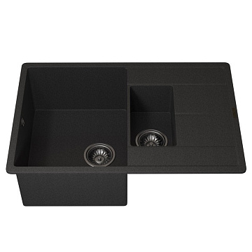 Кухонная мойка кварцевая Uperwood Quartz UPD-05-04, прямоугольная двухсекционная, черная