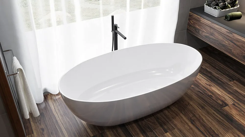 Ванна из искусственного камня WHITECROSS Diamond 170x85 см, отдельностоящая, белая, овальная, с донн Sancos — официальный сайт