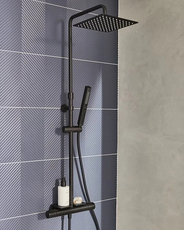 Душевая стойка Jacob Delafon Metro E26596-BL, черная,  с полкой