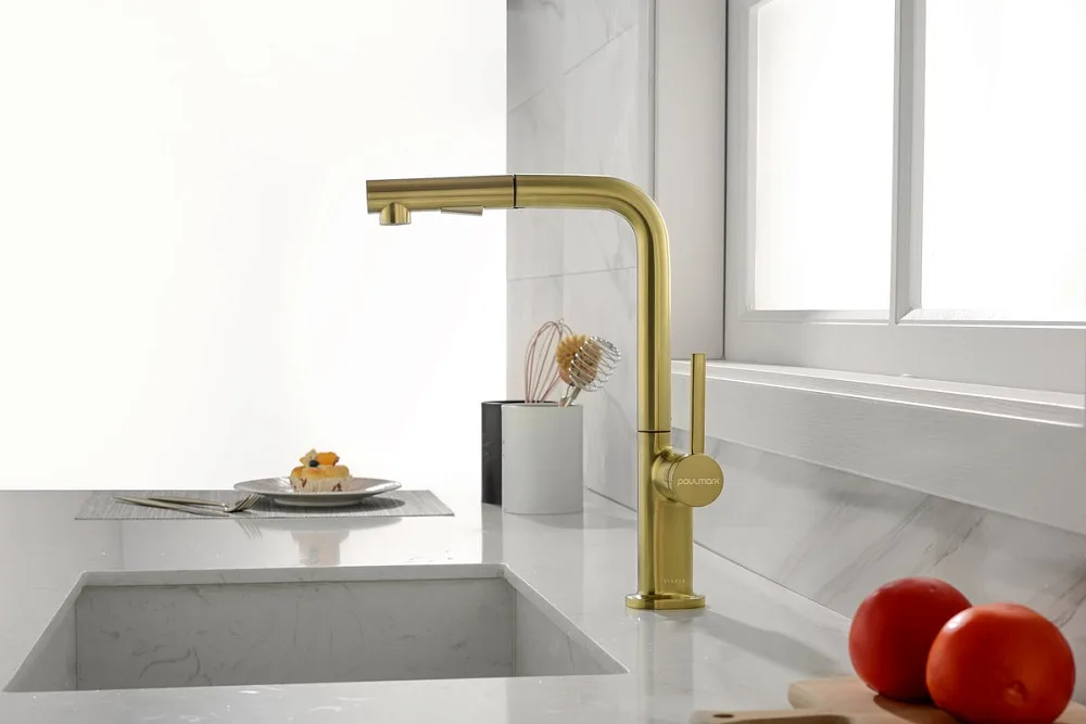 Смеситель для кухни Paulmark Neo Ne214419-BG брашированное золото Sancos — официальный сайт