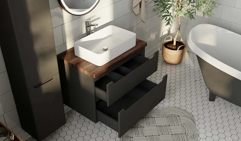 Тумба под раковину без столешницы Jorno Wood 80, серая Sancos — официальный сайт