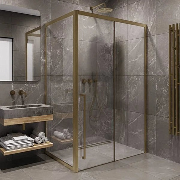 Душевой уголок Timo TDSS-120/17C-8L + TSS-900/17C-8 120x90 см, профиль матовое золото, стекло прозра