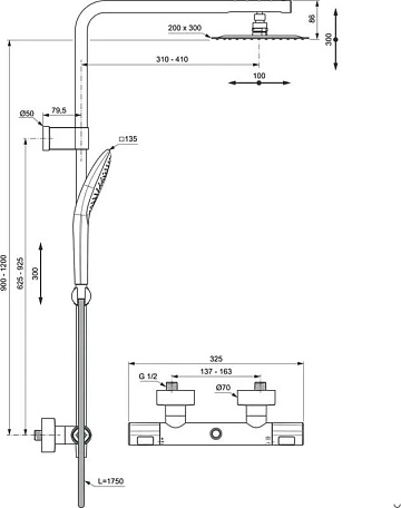 Душевая стойка Ideal Standard Creatherm_t50 A7705AA
