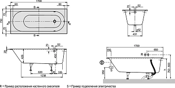 Акриловая ванна Villeroy & Boch Oberon 170x75 см, UBQ170OBE2V-01