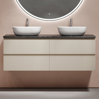 Тумба с раковиной Sancos Snob T 140 beige soft, столешница черный мрамор TT140A1X, раковина CN6009