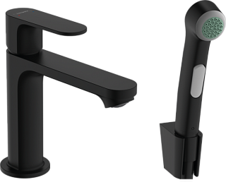 Смеситель для раковины Hansgrohe Rebris S 72215670 с гигиеническим душем, черный матовый