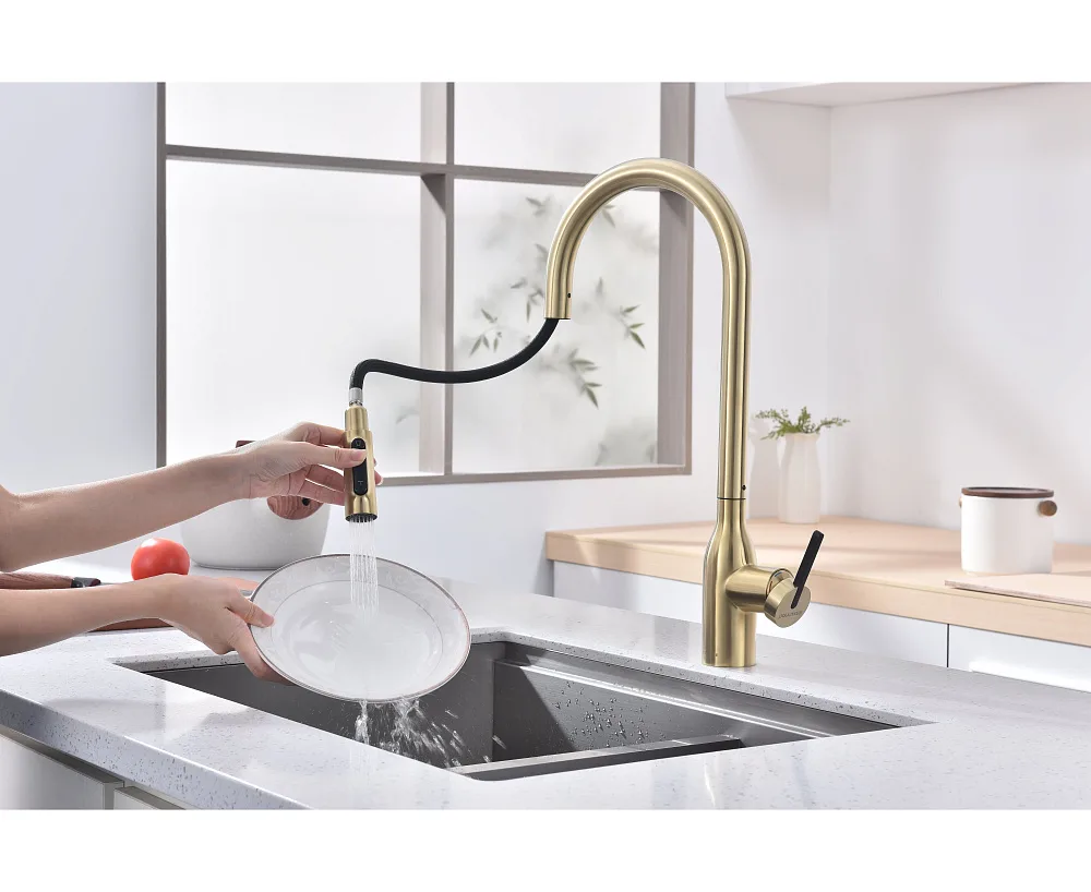 Смеситель для кухни Paulmark Universal Un213880-LG светлое золото Sancos — официальный сайт