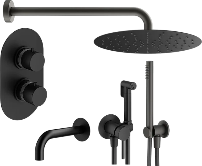 Комплект для ванной Plumberia Selection Ixo KITZXOT19NO260 С ВНУТРЕННЕЙ ЧАСТЬЮ, черный матовый Sancos — Оригинал
