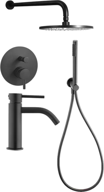 Комплект для ванной Paffoni Light KITLIG015NO071 С ВНУТРЕННЕЙ ЧАСТЬЮ, черный Sancos — Оригинал