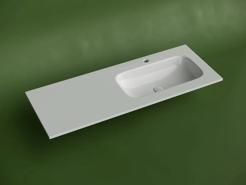 Мебельная раковина Ceramicanova Grace прямоугольная 121см с чашей справа и отверстием под смеситель  Sancos — официальный сайт